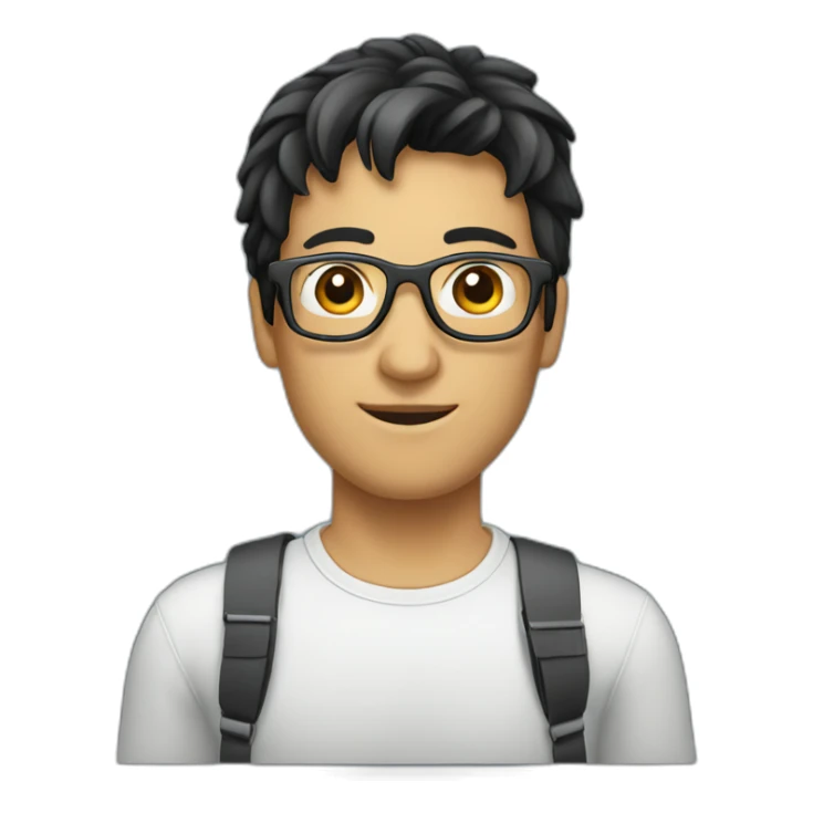 male holding a digital tablet eye glasses black hair sticker