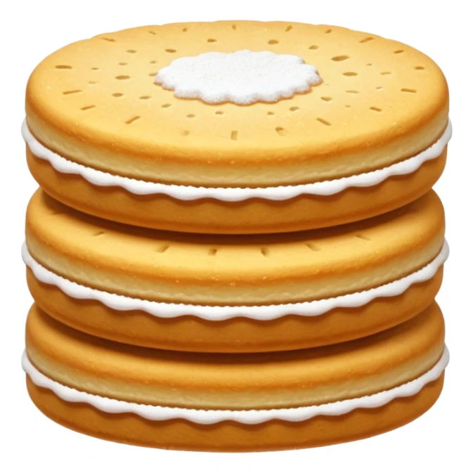 stack of ladyfinger biscuits, golden-brown, rounded edges, powdered sugar dusting, airy and spongy texture, soft lighting, subtle shadows, no packaging, no plate, no faces, transparent background, emoji scale sticker