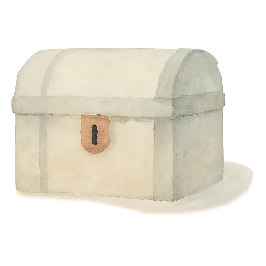 a chest, watercolor art style sticker