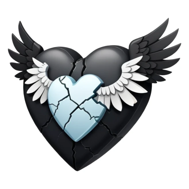 Black broken heart with clipped wings  sticker