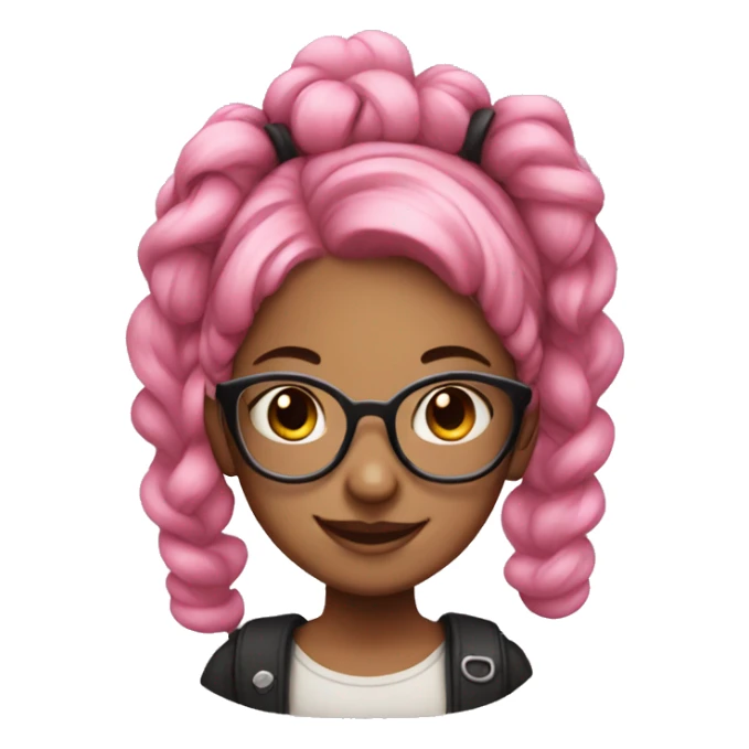 Smiling pink hair girl with glasses and space buns sticker