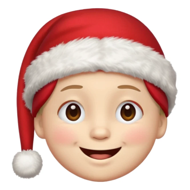 smiling smiley face with closed eyes in a red Christmas hat sticker