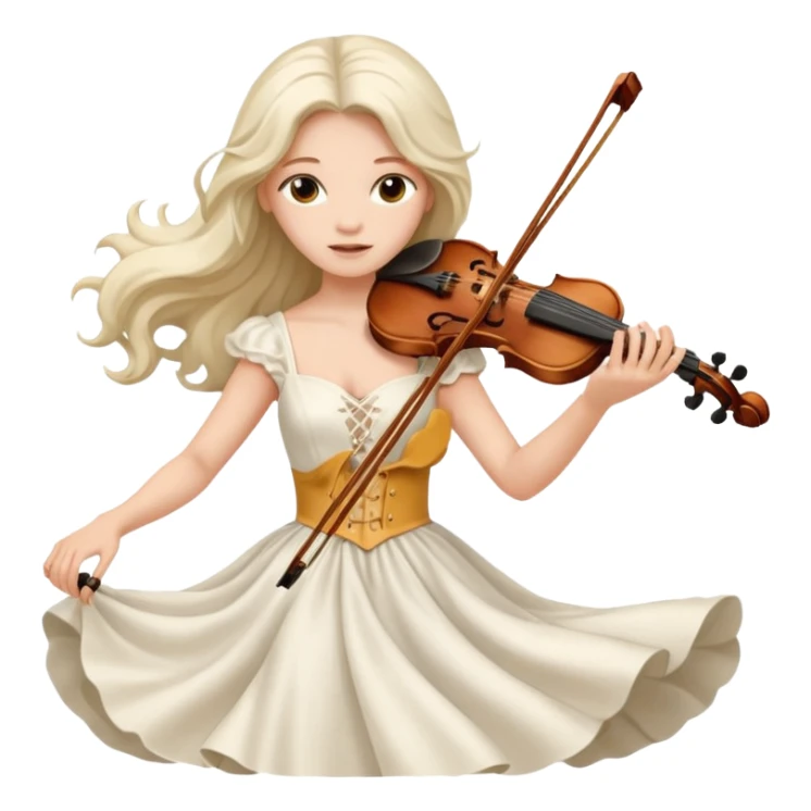 woman playing violin with white dress sticker
