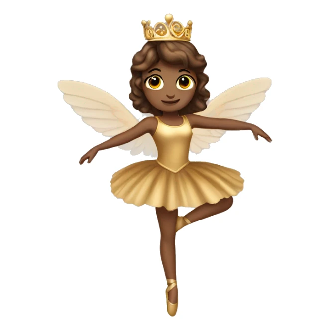  brown ballerina gold wings gold princess crown sticker