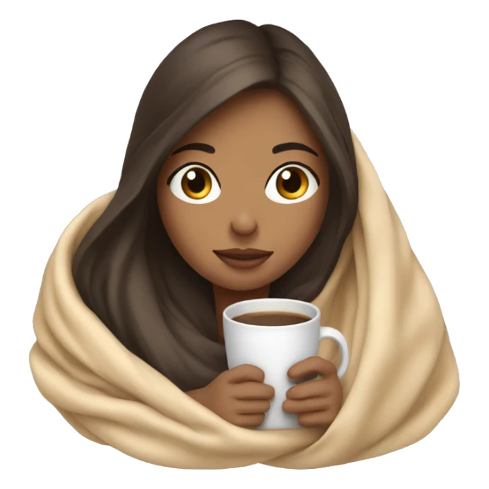 girl brunette inside a blanket sipping coffee eyes closed sticker