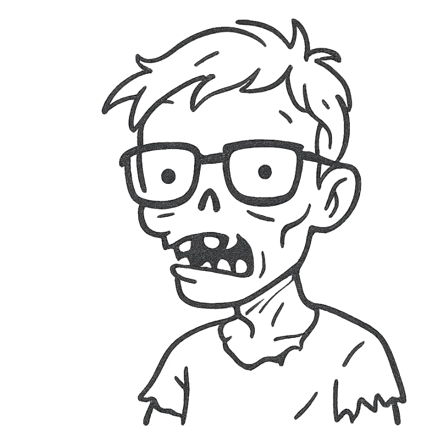 zombie with blond hair and glasses sticker