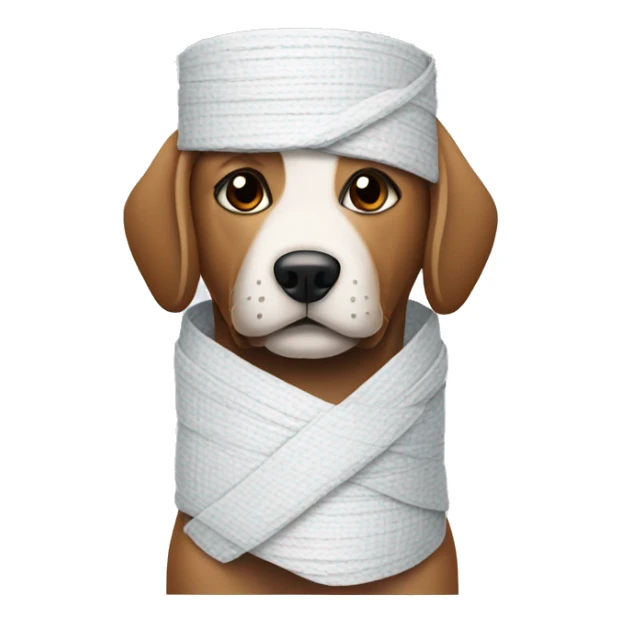 Dog wrapped bandages in arms sticker