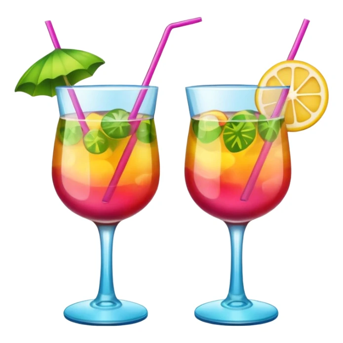 two realistic glasses of cocktail in emoji style sticker