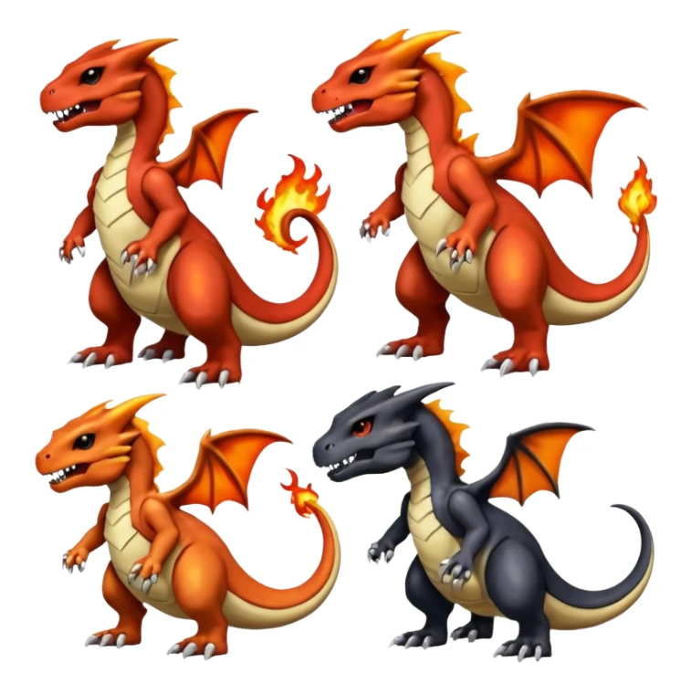 Shiny Duskull-Salandit-Cubone-Marowak-Charizard-Charmeleon-Fakémon-hybrid-creature (full body)  sticker