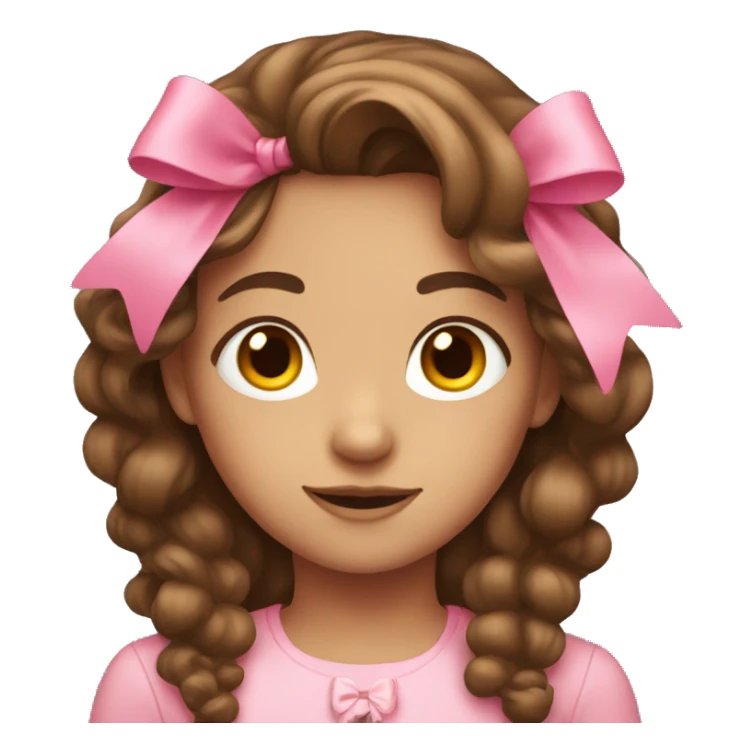 Brown haired girl with pink bow in her hair sticker