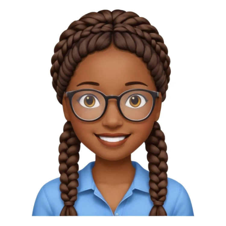 a pretty black girl with pretty braids and glasses  sticker