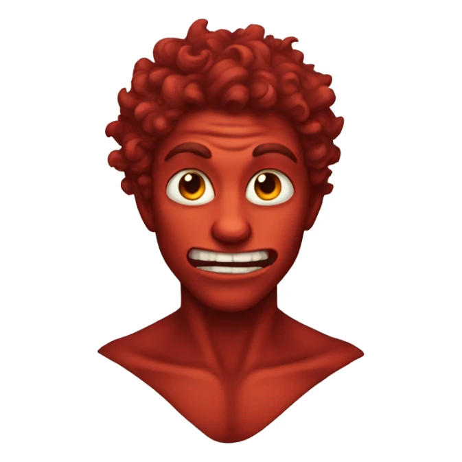 Male Demon red with curly hair sticker