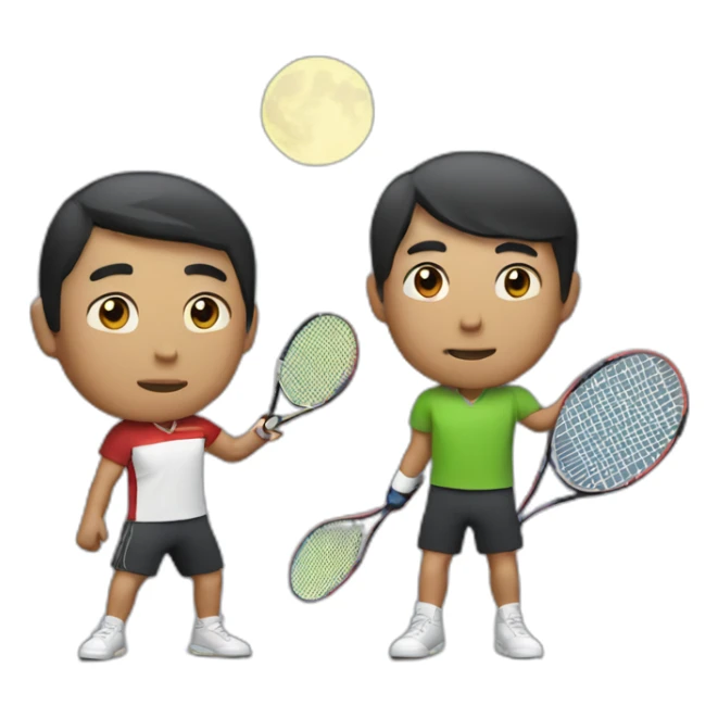 Asian man and Mexican man playing tennis under the moonlight sticker