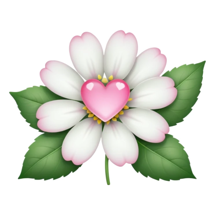 clear white leaf flower with mini pink heart center sticker