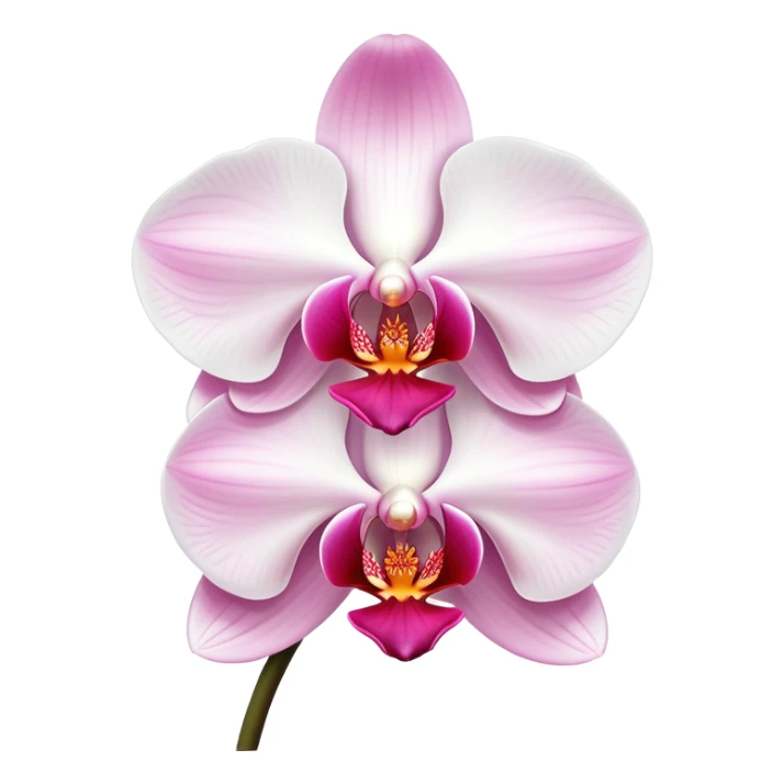 Exquisite phalaenopsis moth orchid with pure white petals and subtle pink center, single bloom sticker