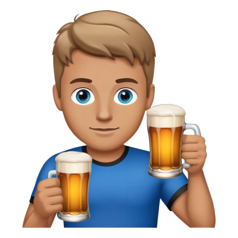 white guy light brown hair blue eyes wearing black holding beer sticker