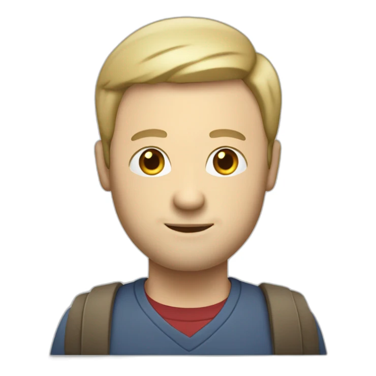 white male with small beard and almost bald  smart casual blue shirt holding papers full profile sticker