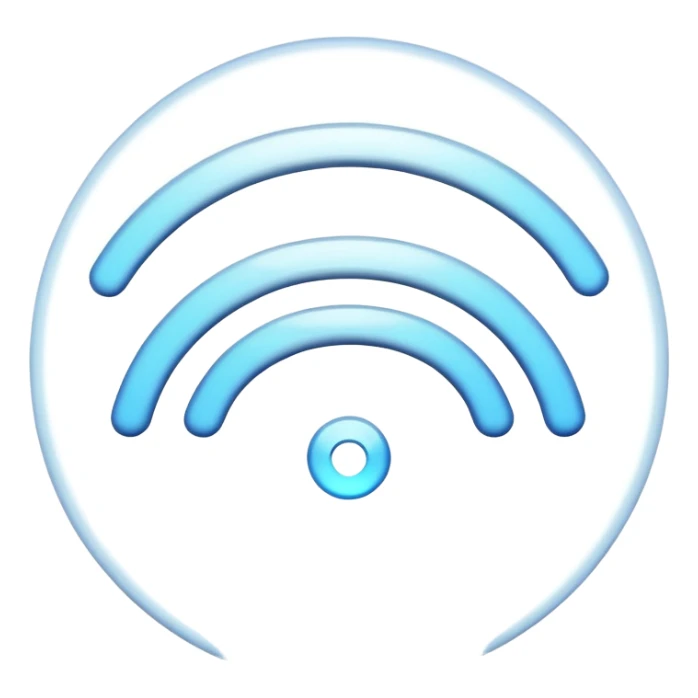 create a wifi symbol emoji exactly-like-the-reference-image-in-ios-emoji-style.-match-the-same-shape,-color,-and-glow-effect,-ensuring-it-is-smooth-and-shiny. set background 1841D6 sticker