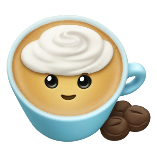 Cappuccino in a baby blue cup sticker