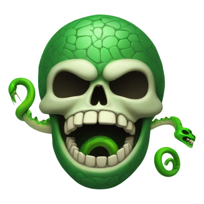 skull with open mouth green snake sticker