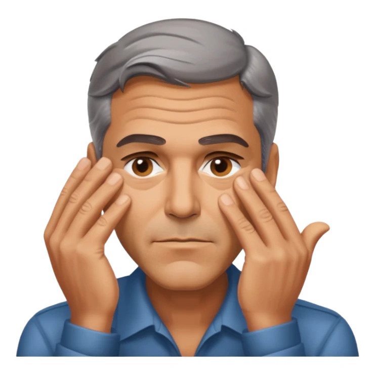 George clooney covering his eyes with his hand sticker