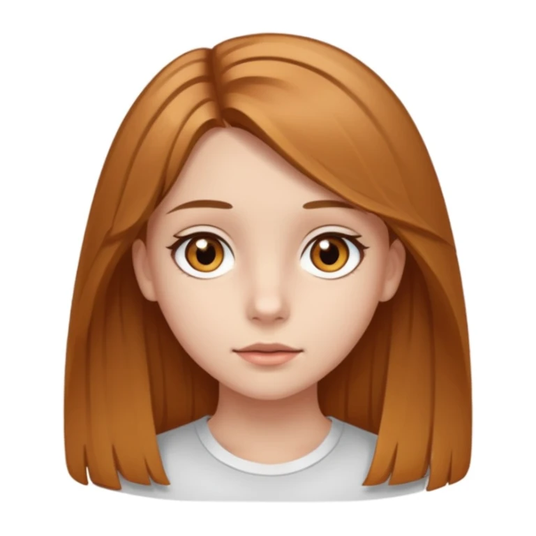 A girl with amber eyes and medium-length straight (slightly wavy) light brown hair. She is a teenager sticker