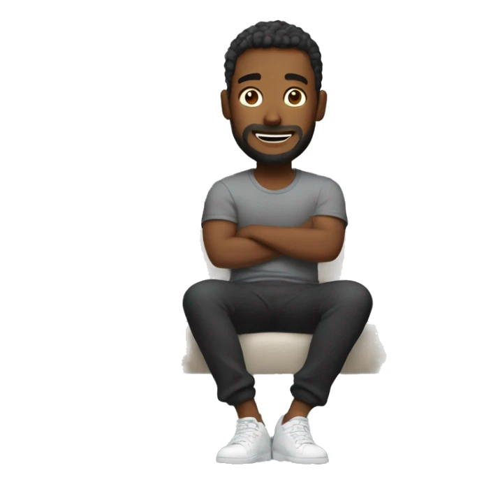 Man in grey joggers and black t shirt sat on sofa sticker