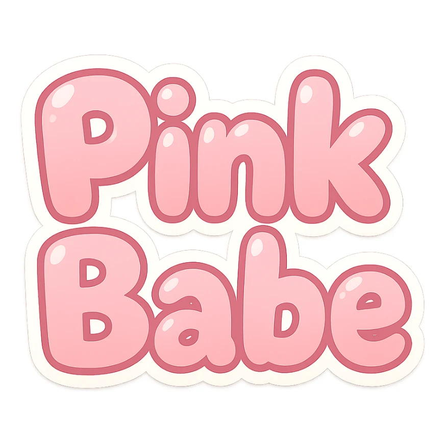 the words 'pink babe' in a bubbly, cartoon pink style sticker