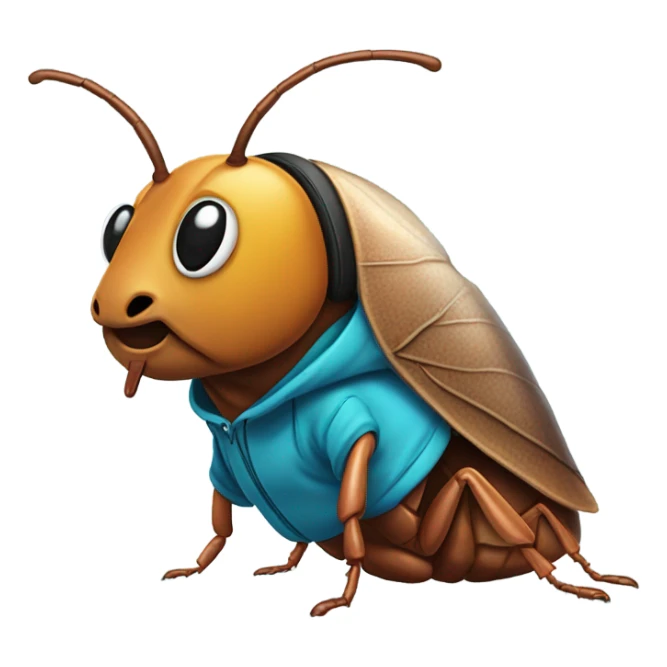 Cockroach wearing a hoodie with headphones  sticker
