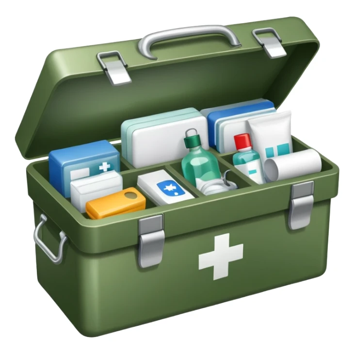 box with military medical supplies sticker