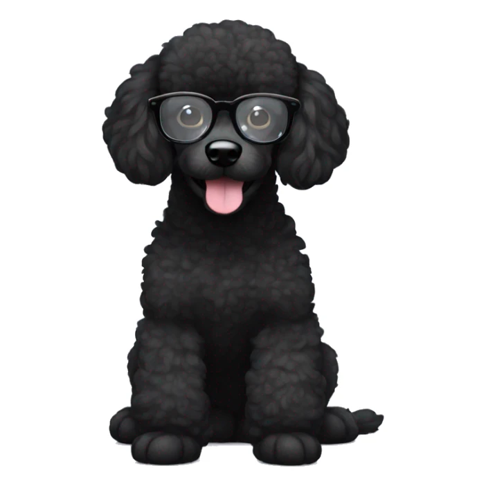 Black Poodle wearing glasses hug sticker