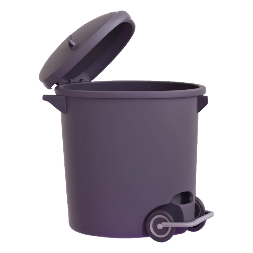 Draw a Pixar-style trash can. The view should be at a high angle. Do not use the face, eye, and mouth. sticker