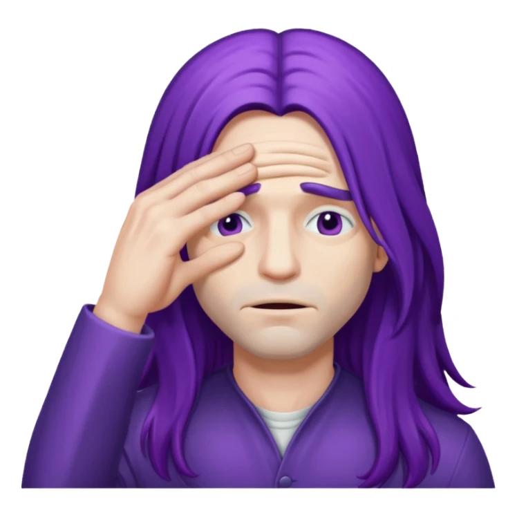 men with purple long hair which cover eyes sticker