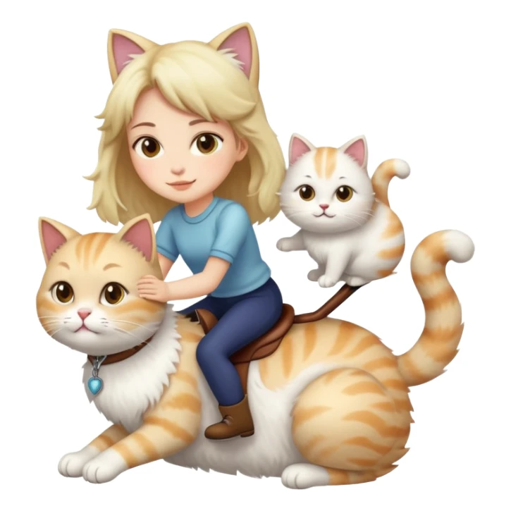 a girl riding a cat sticker