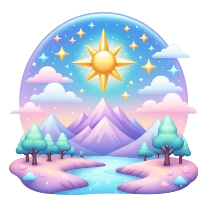 Pastel divine celestial glistening glossy sparkly shiny glittery scenery  sticker