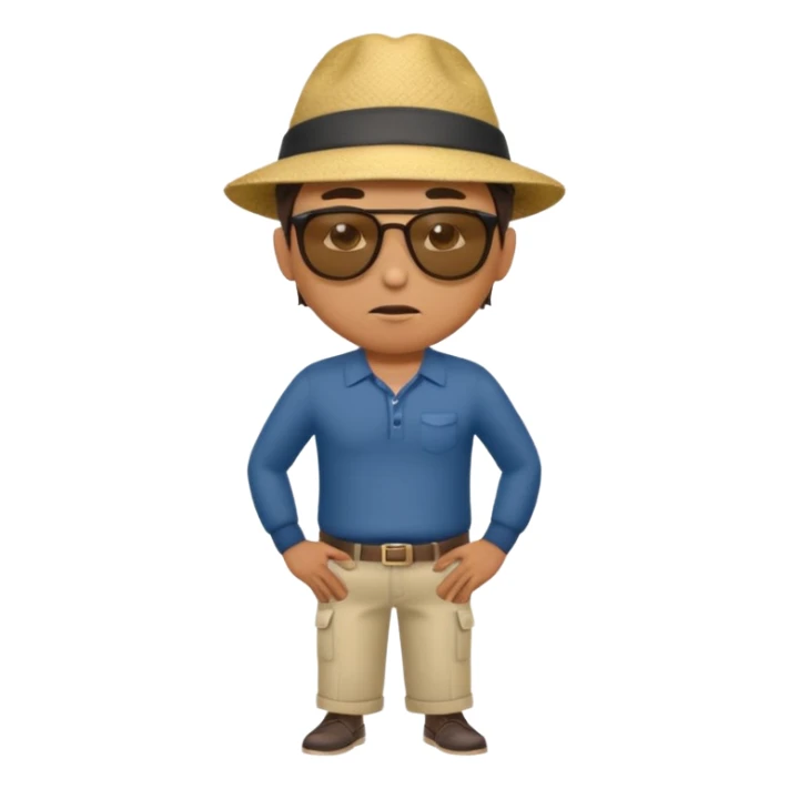 Man standing with his hands on his hips with an annoyed look on his face. His body is turned slightly to the side sticker