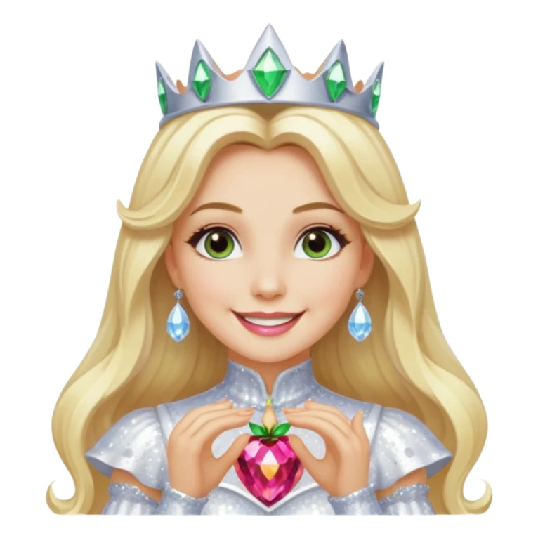 The Good Witch from Oz with long blonde hair, white sequin outfit sticker