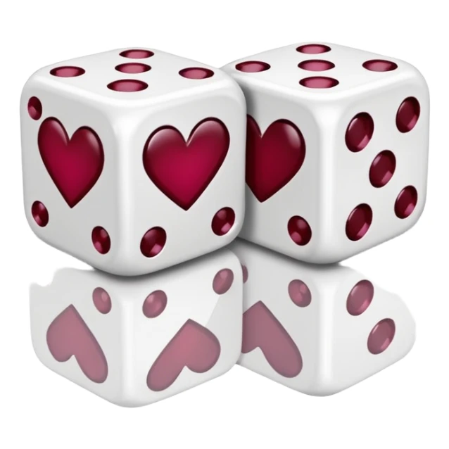 two dices in with burgundy heart details sticker