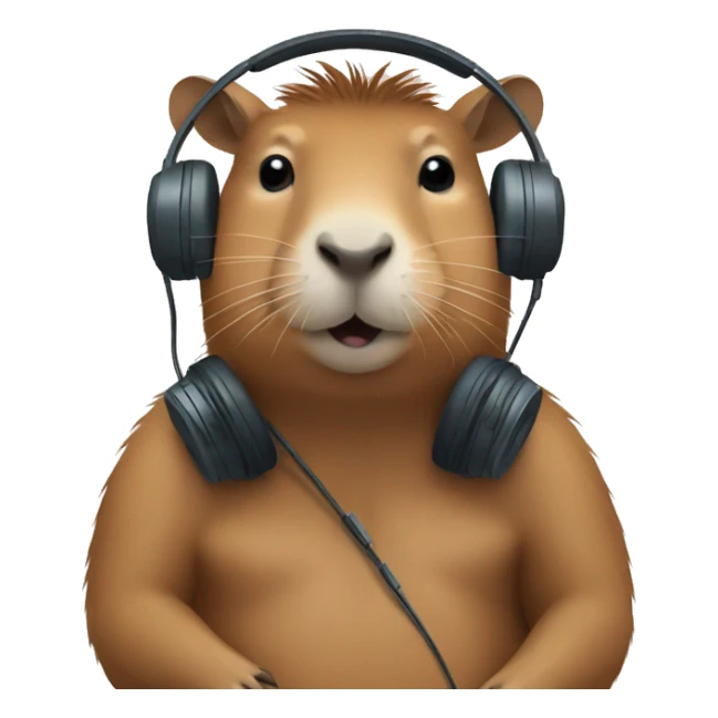 capybara with headphones crossing arms sticker