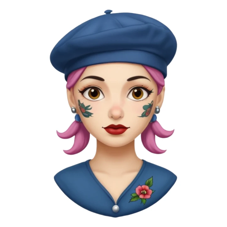 woman with tattooed faces wearing berets sticker