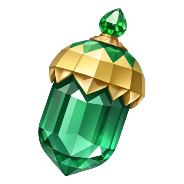 sparkling emerald Acorn like diamond with stem made of gold sticker