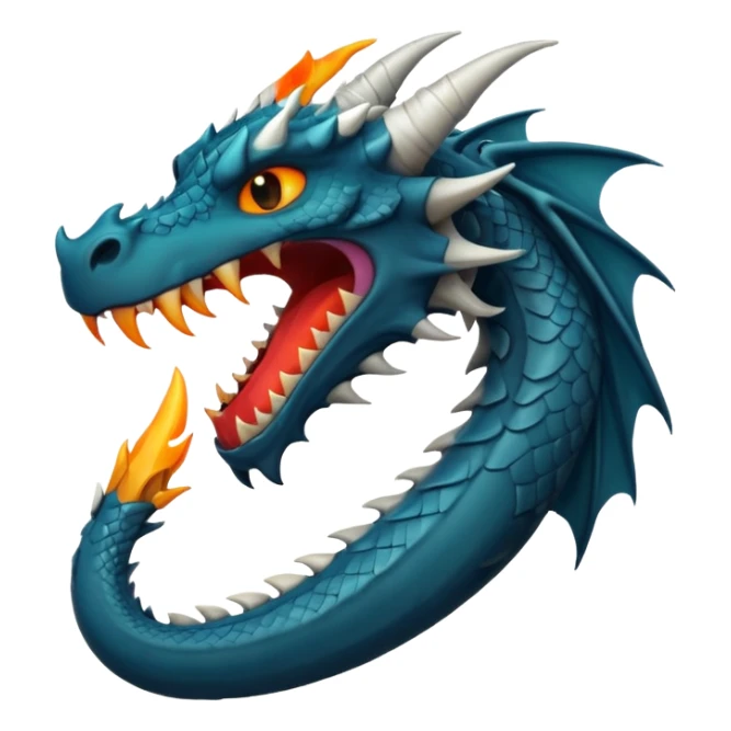 iOS style emoji, minimal dragon fang, dark fantasy object sticker