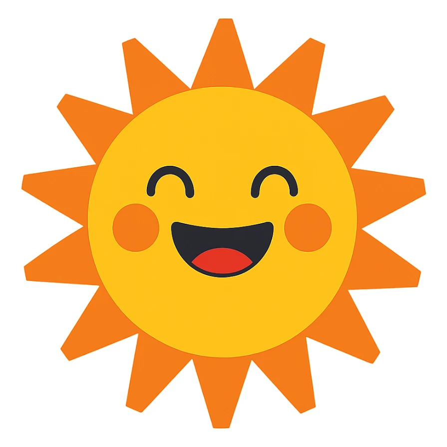 cheerful sun with a big smile, radiating warmth sticker