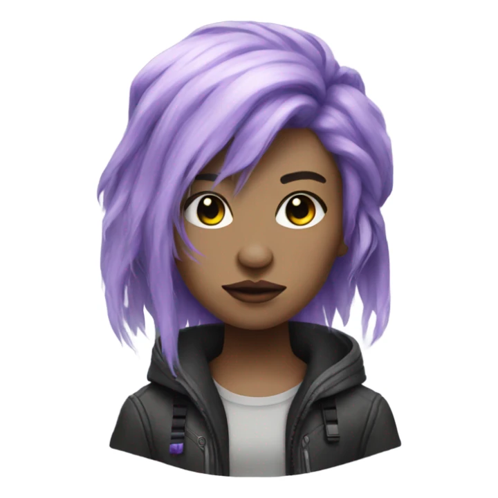 cyberpunk cyborg with lavender hair sticker