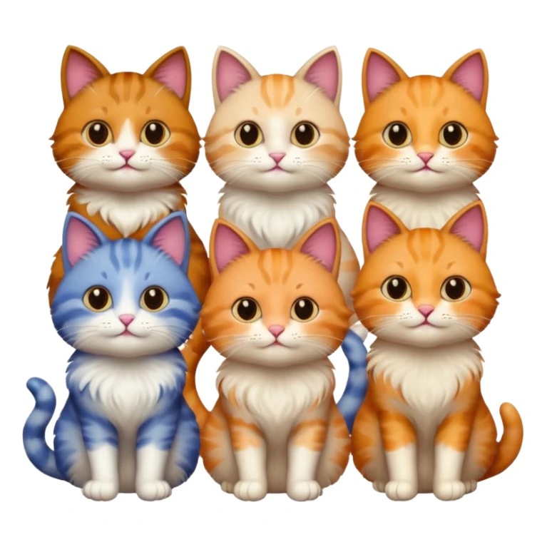 6 cats with different coloured coats sticker