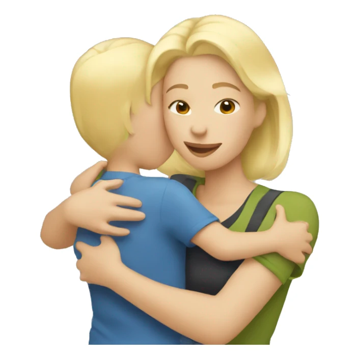 blonde woman hugging child sticker