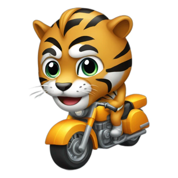 Tigre montando en moto negra de carreras sticker