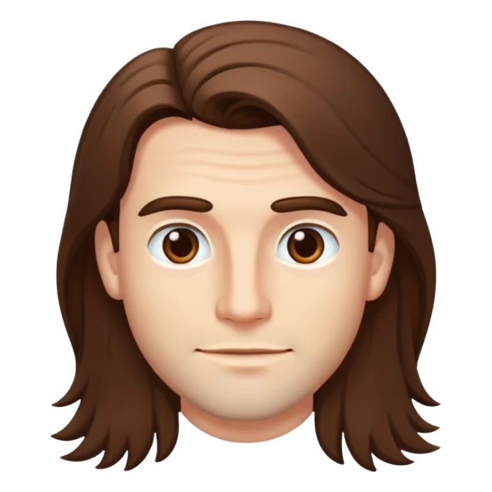 Guy with long brown hair and no mustache or beard sticker