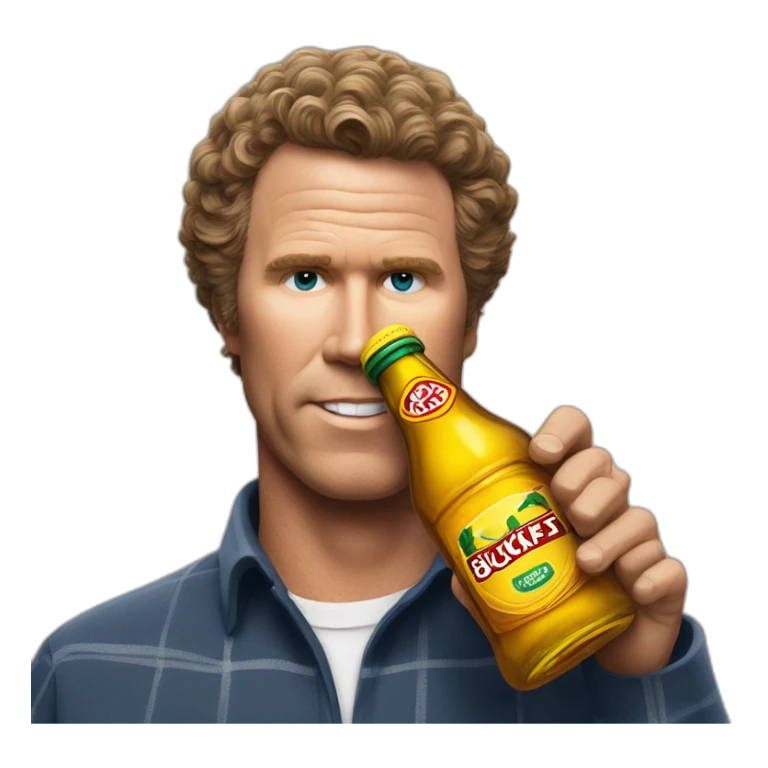 Will Ferrell with a bottle of buckfast sticker