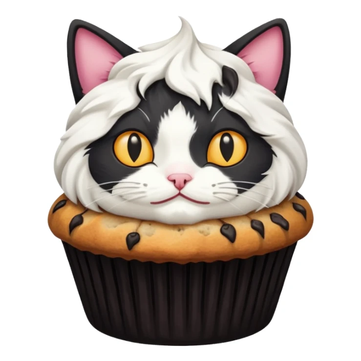 white and black cat that is a muffin sticker